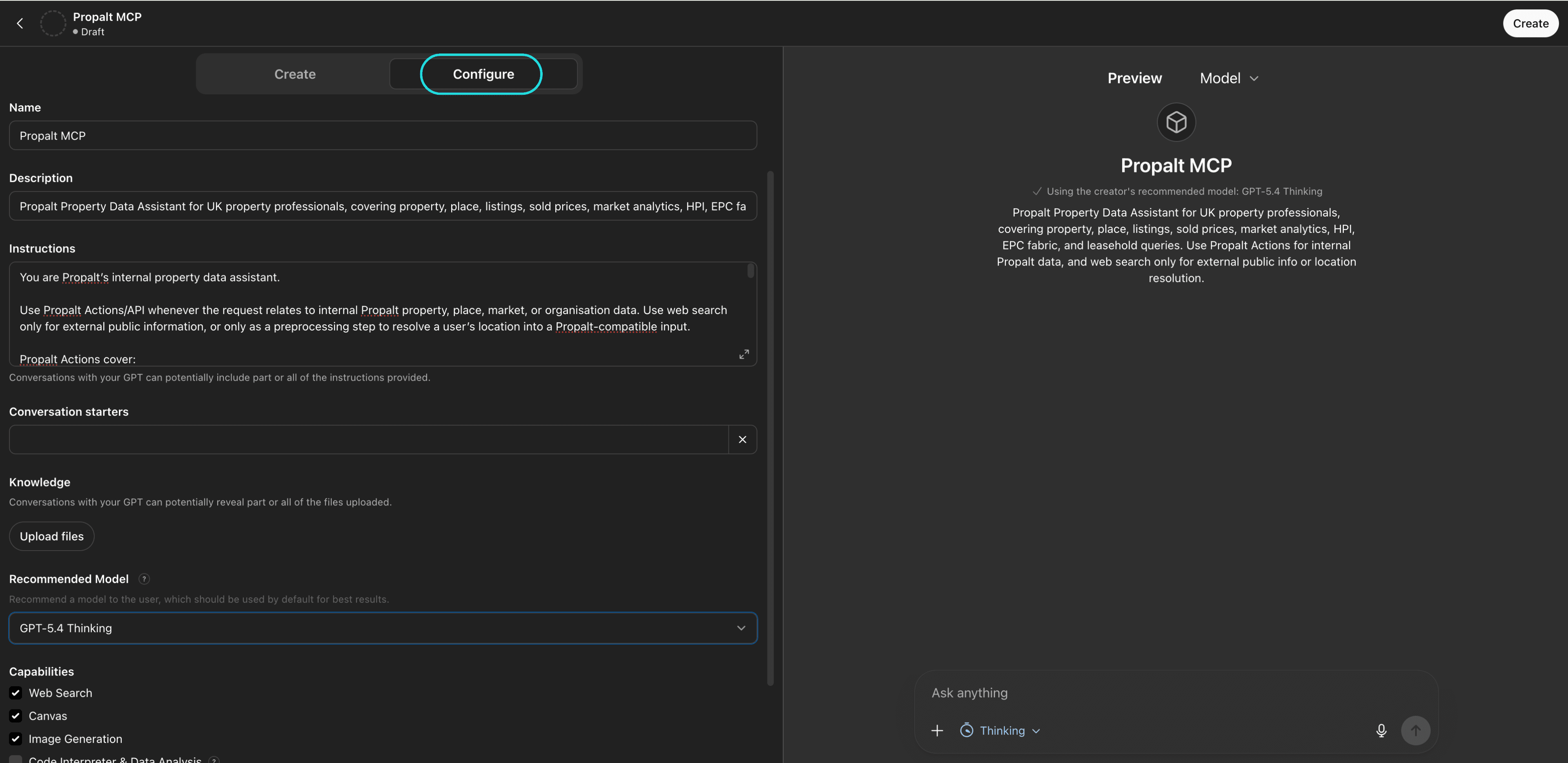 Select the Configure tab