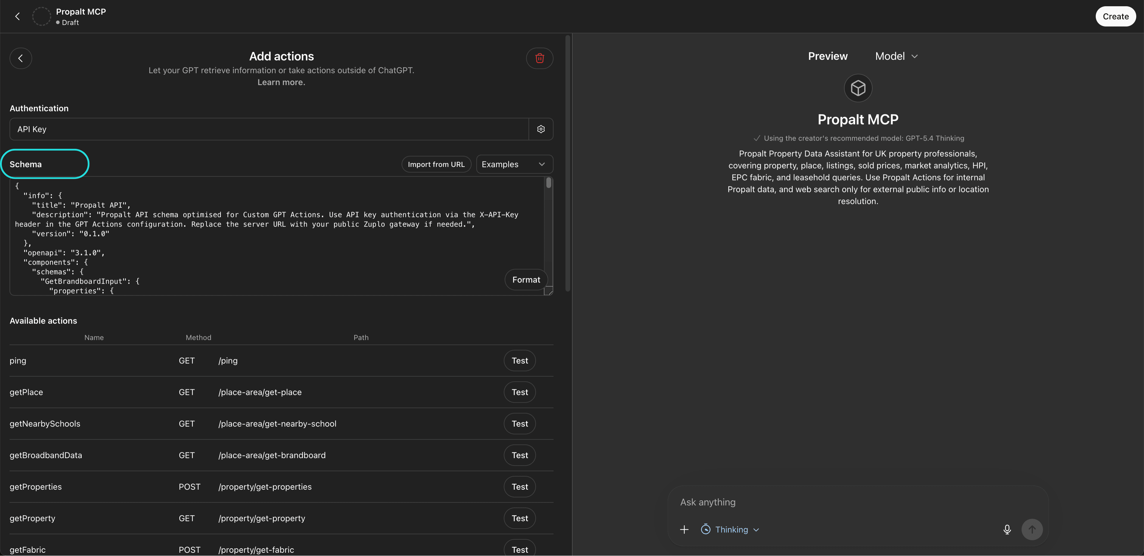 Import the Propalt schema